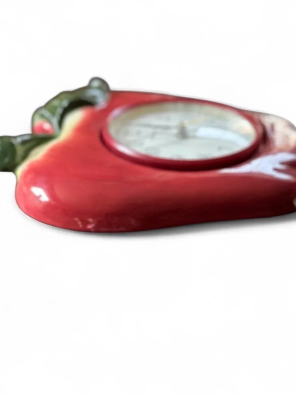 Vintage Ceramic Apple Wall Clock Red Kitchen Decor Retro Farm AcuRite Quartz